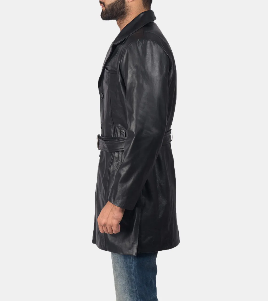 Ledger Men's Black Waxed Leather Coat