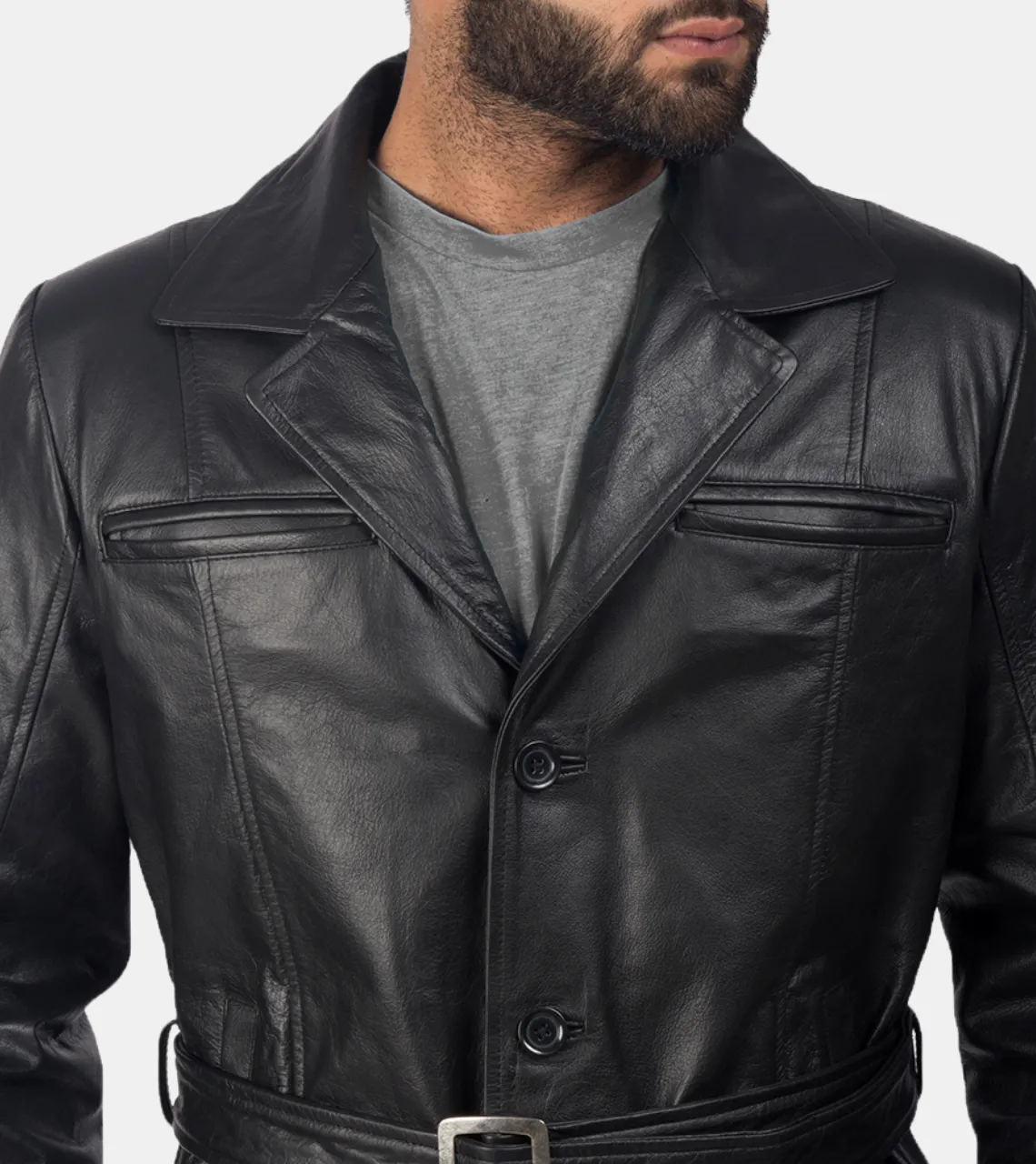Ledger Men's Black Waxed Leather Coat