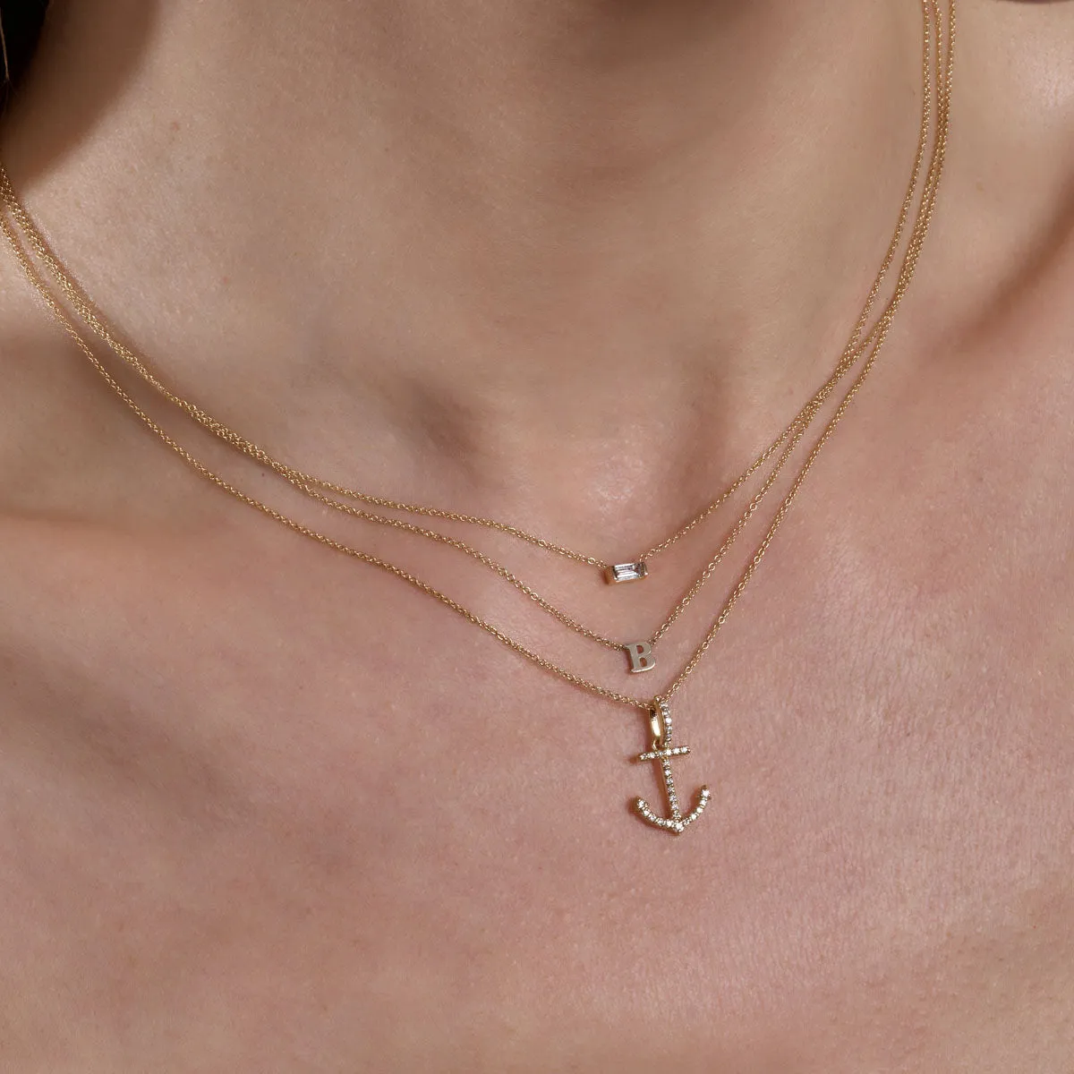 Letter F - 14k Gold Initial Necklace