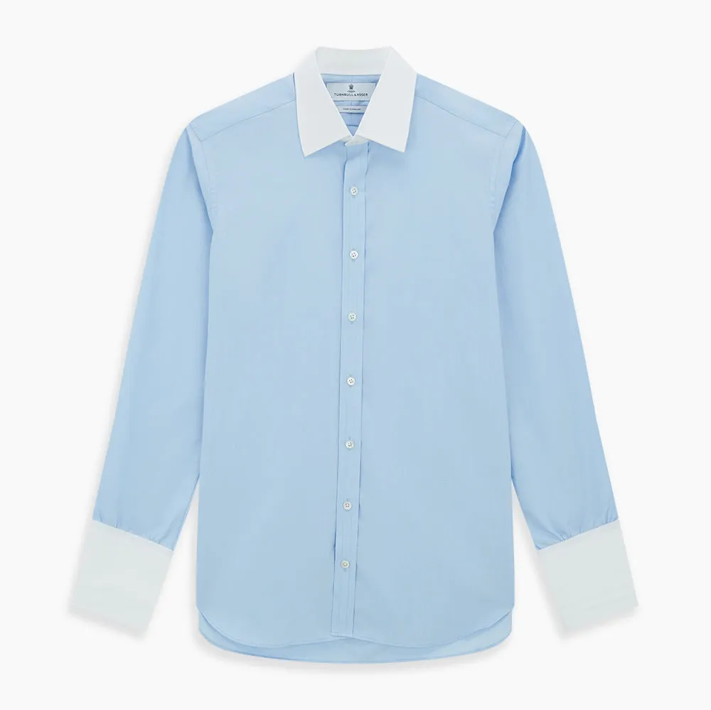 Light Blue End-on-End Shirt with Contrast T&A Collar and Double Cuffs