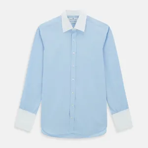 Light Blue End-on-End Shirt with Contrast T&A Collar and Double Cuffs