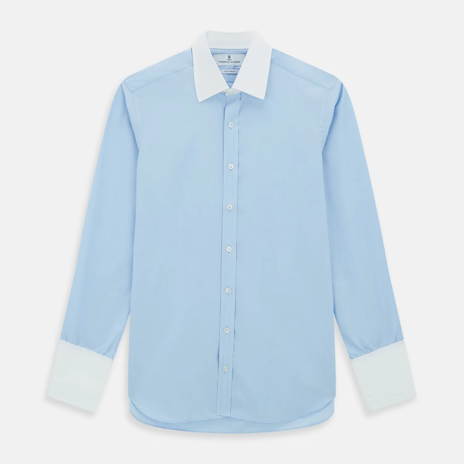 Light Blue End-on-End Shirt with Contrast T&A Collar and Double Cuffs