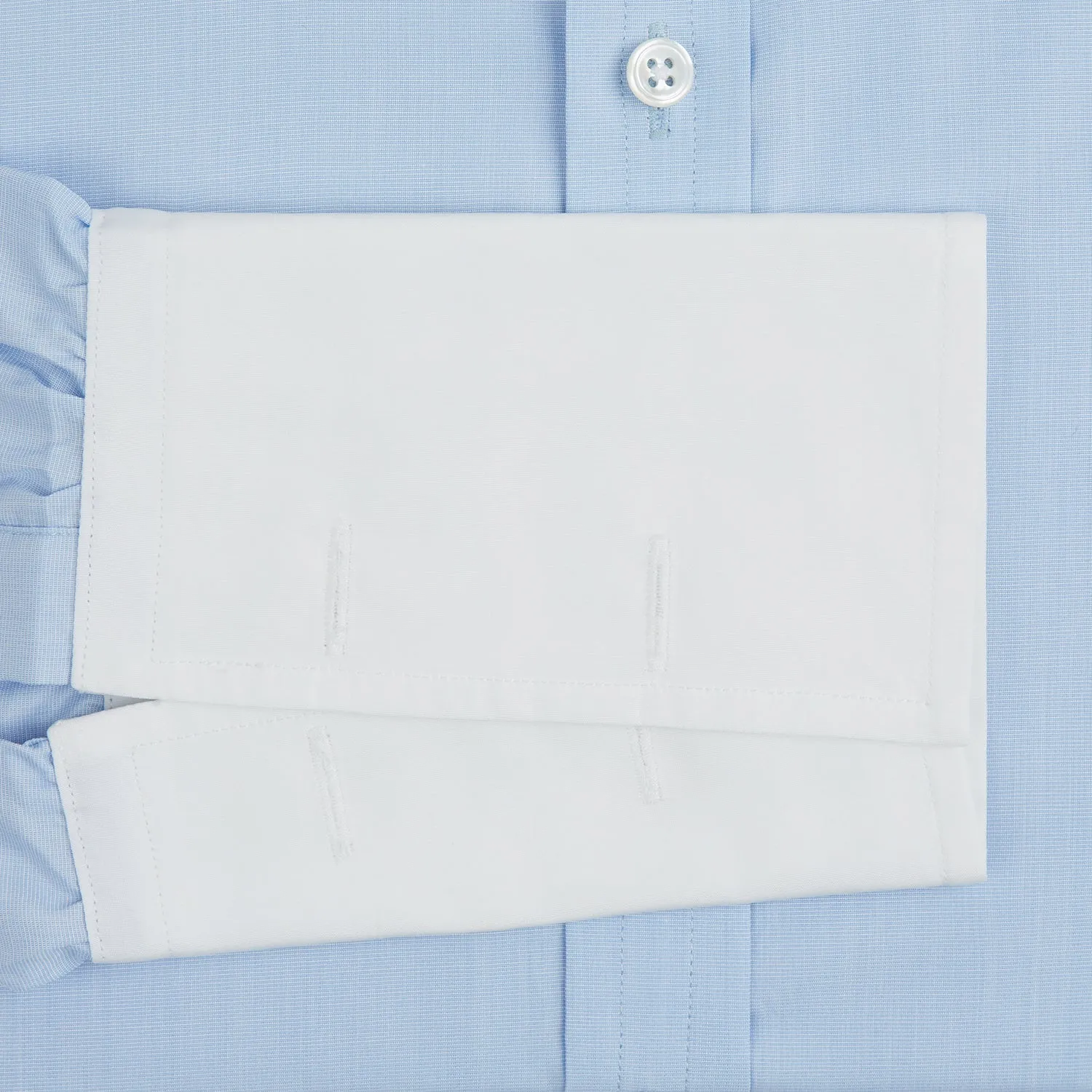 Light Blue End-on-End Shirt with Contrast T&A Collar and Double Cuffs