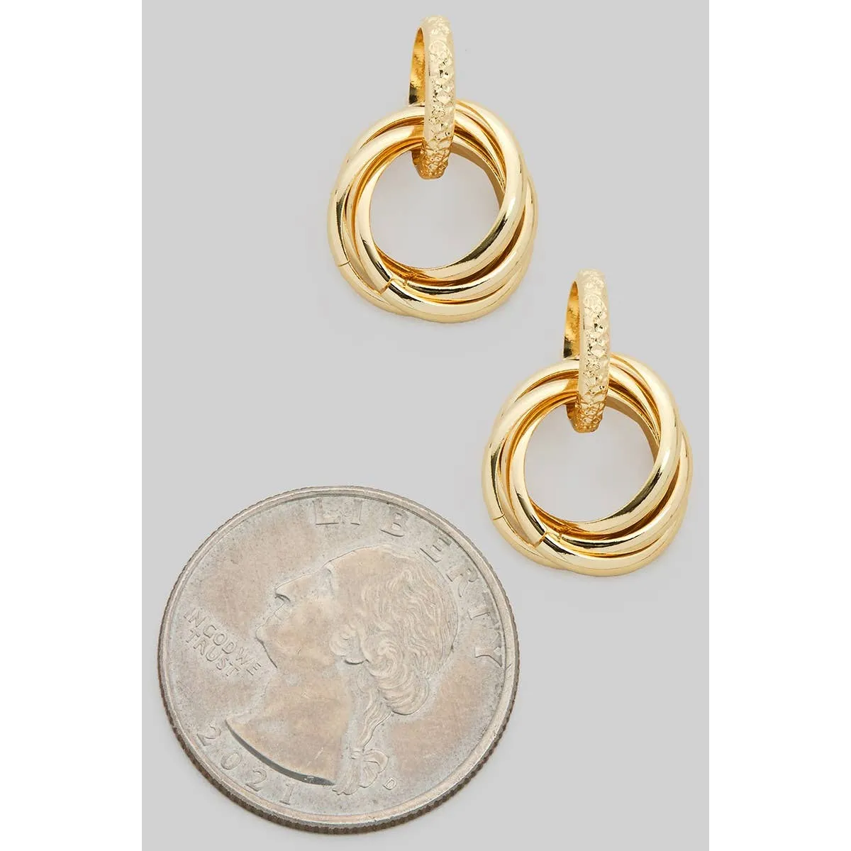 Linked Hoop Brass Post Earrings