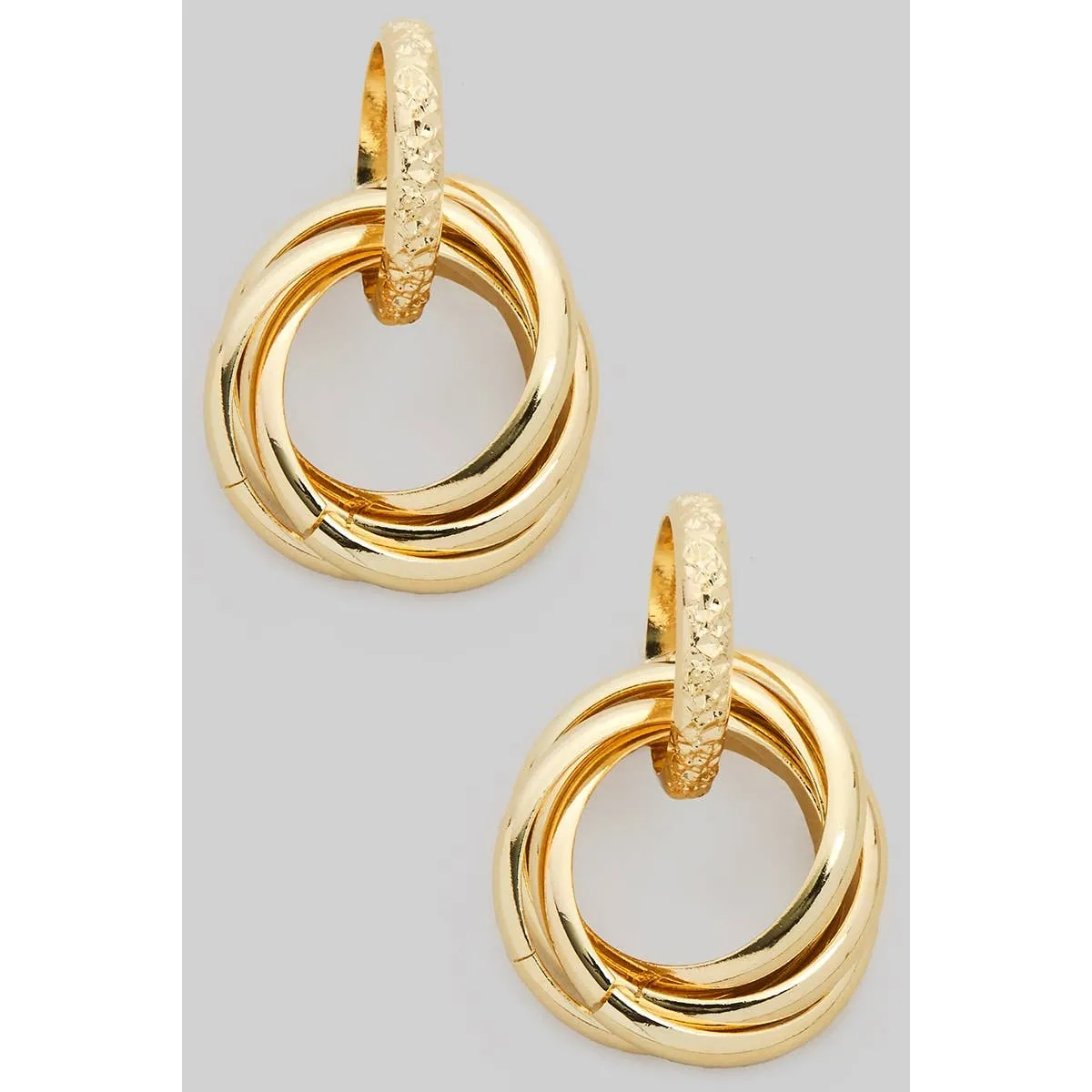 Linked Hoop Brass Post Earrings