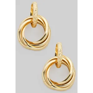 Linked Hoop Brass Post Earrings
