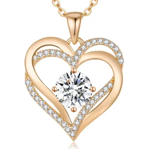 LOUISA SECRET Love Heart Birthstone Necklaces for Women, Birthday Gift for Women, Anniversary Jewelry Gift for Wife Her, 925 Sterling Silver Women Pendant Necklace, Christmas Valentine's Day Gift