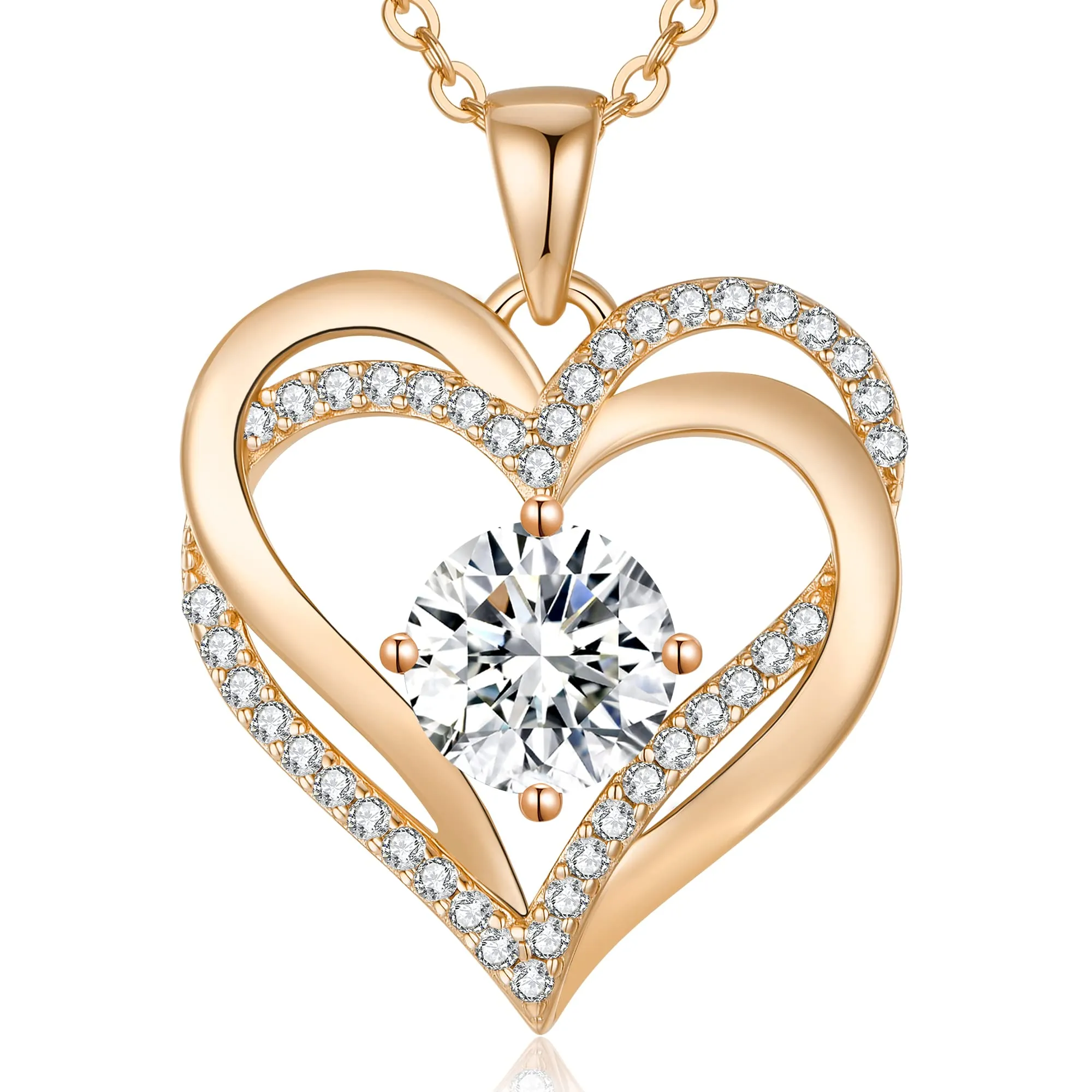 LOUISA SECRET Love Heart Birthstone Necklaces for Women, Birthday Gift for Women, Anniversary Jewelry Gift for Wife Her, 925 Sterling Silver Women Pendant Necklace, Christmas Valentine's Day Gift