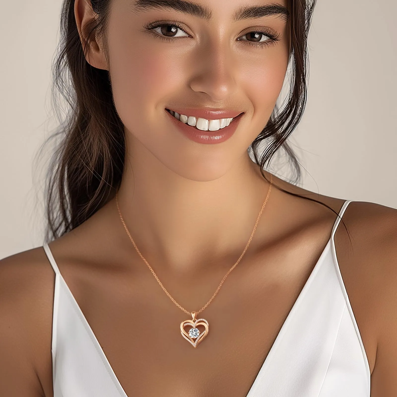 LOUISA SECRET Love Heart Birthstone Necklaces for Women, Birthday Gift for Women, Anniversary Jewelry Gift for Wife Her, 925 Sterling Silver Women Pendant Necklace, Christmas Valentine's Day Gift