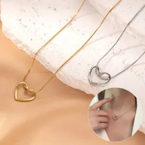 LOVCIA Clavicle Chain Elegant Titanium Steel Hollow Heart Pendant Necklace for Women