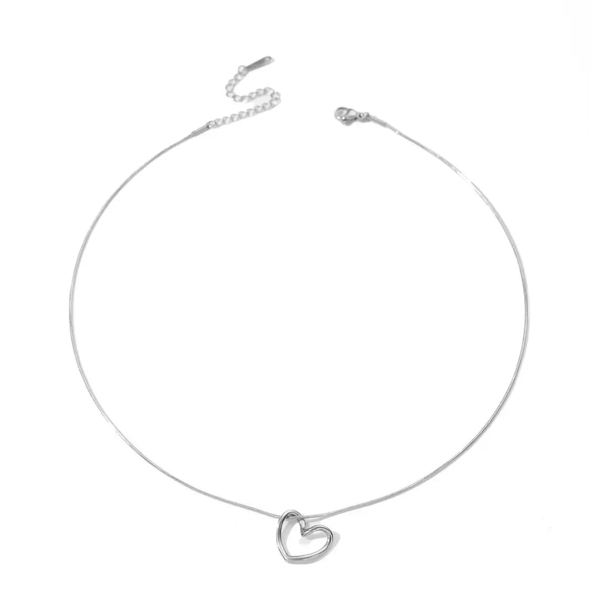 LOVCIA Clavicle Chain Elegant Titanium Steel Hollow Heart Pendant Necklace for Women