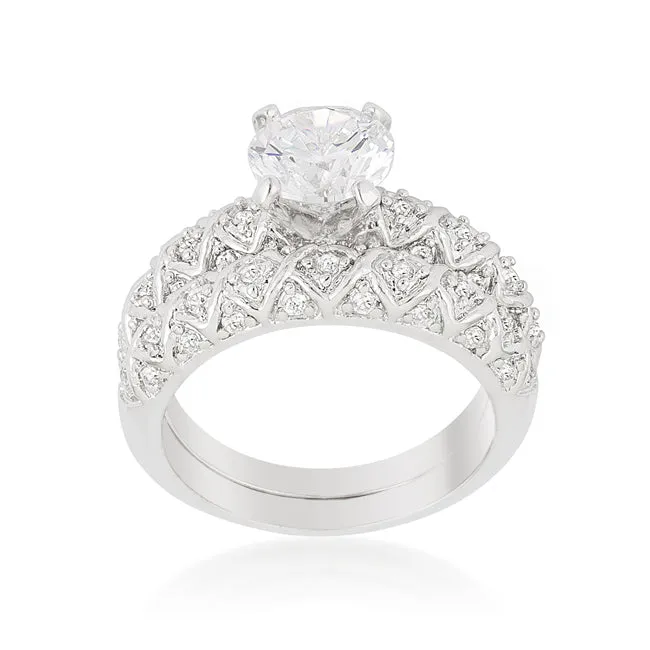 LOVCIA Elegant Rhodium-Plated Wedding Jewelry Set