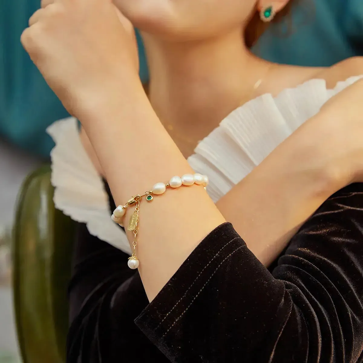 LOVCIA Natural Zircon Pearl Bracelet Luxury Jewelry