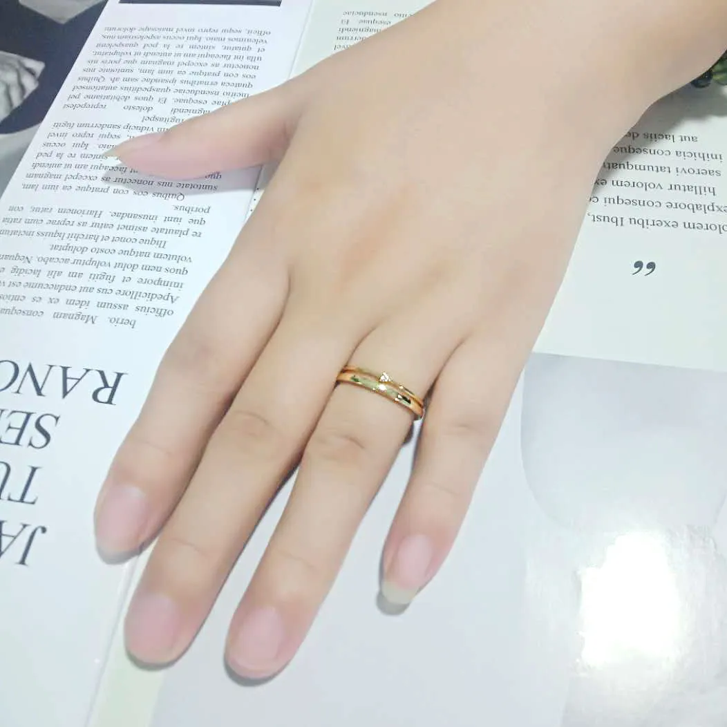 LOVCIA Radiant Flash Gold Brass Ring with Clear AAA CZ Stone
