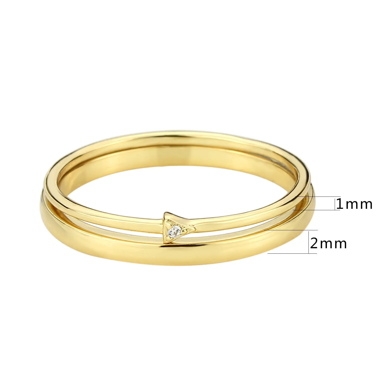LOVCIA Radiant Flash Gold Brass Ring with Clear AAA CZ Stone
