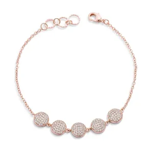 LOVCIA Rose Gold Pave Disc Bracelet with 0.8ct Round CZ Stones