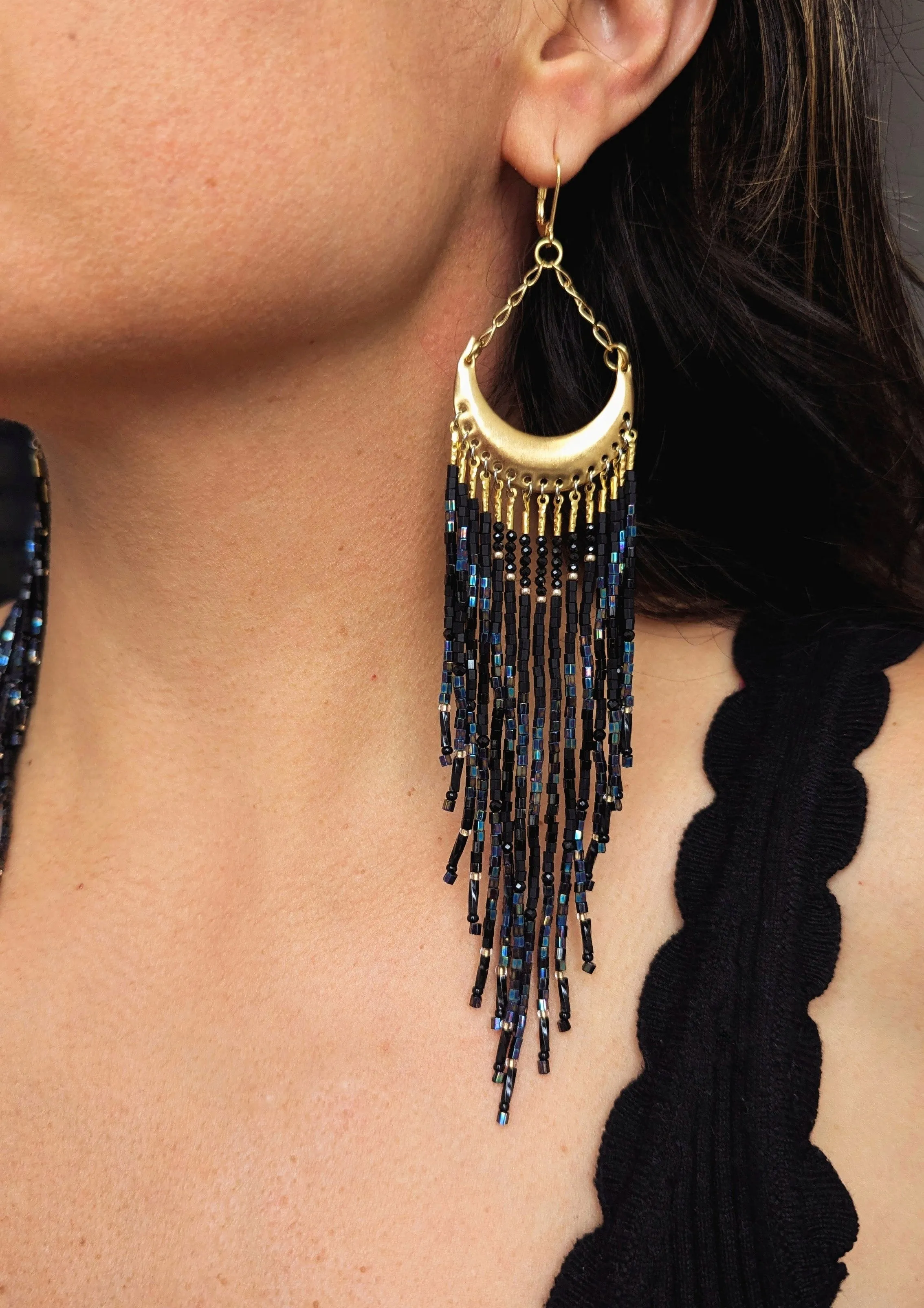 Luna Negra Boho Beaded Earrings
