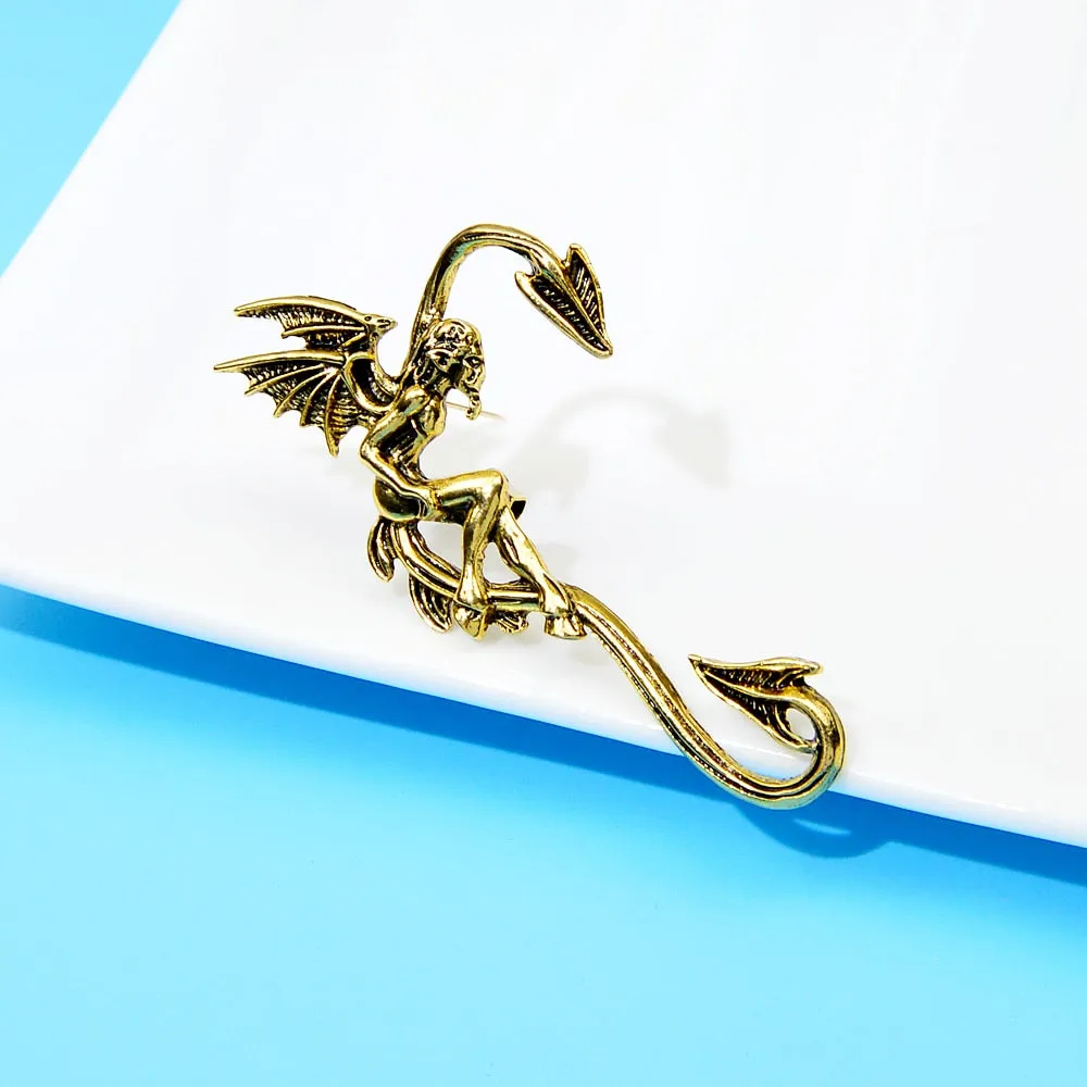 Male Elf Brooch Pin Vintage Creative Design Wing Men Jewelry