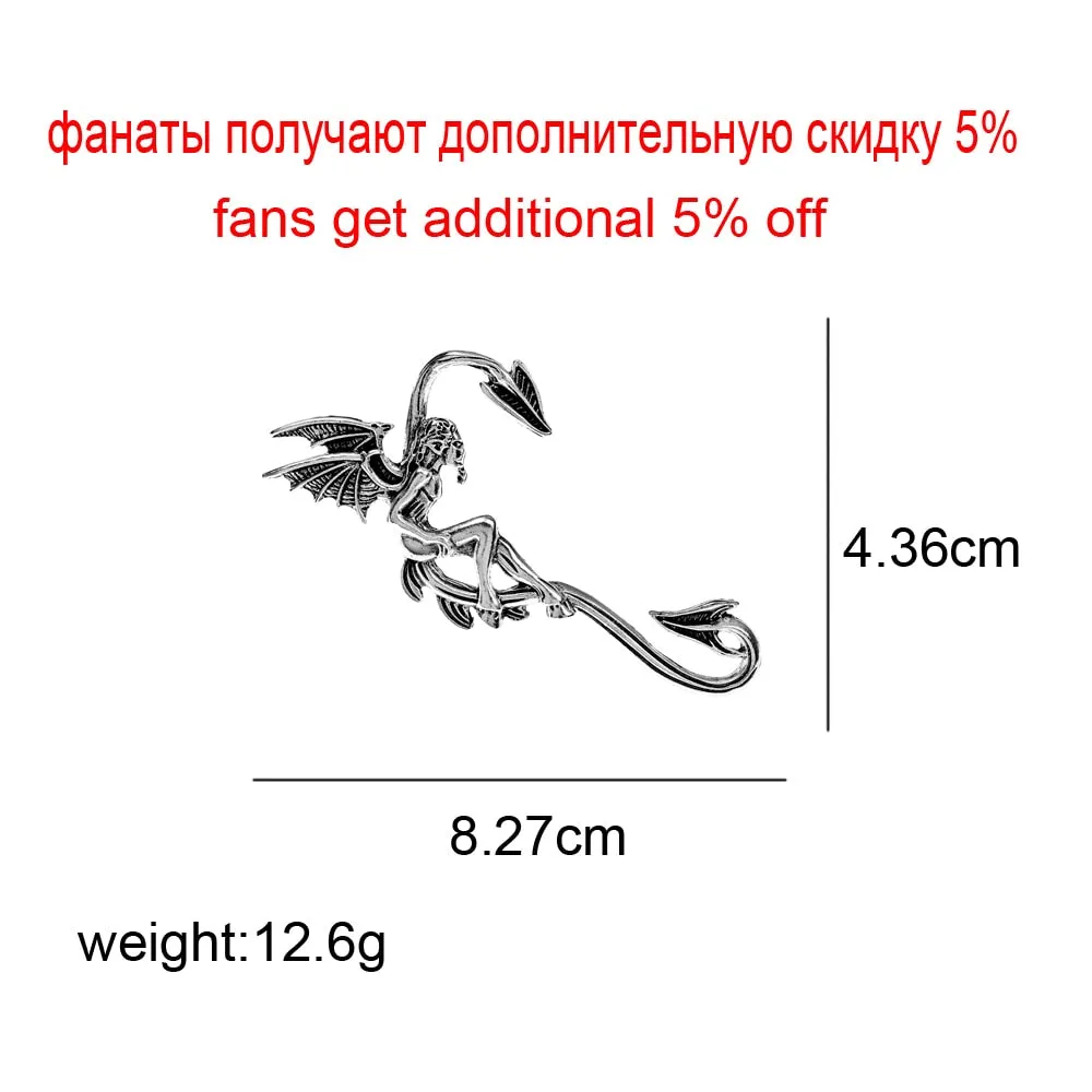Male Elf Brooch Pin Vintage Creative Design Wing Men Jewelry