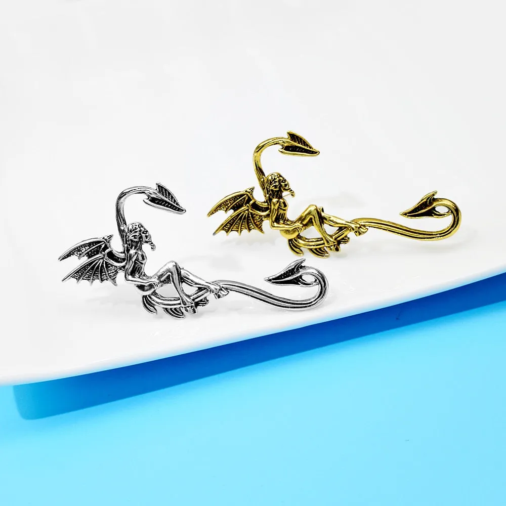 Male Elf Brooch Pin Vintage Creative Design Wing Men Jewelry