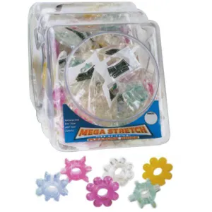 Mega Stretch Silicone Pleasure Rings, Colorful Bowl Of 72
