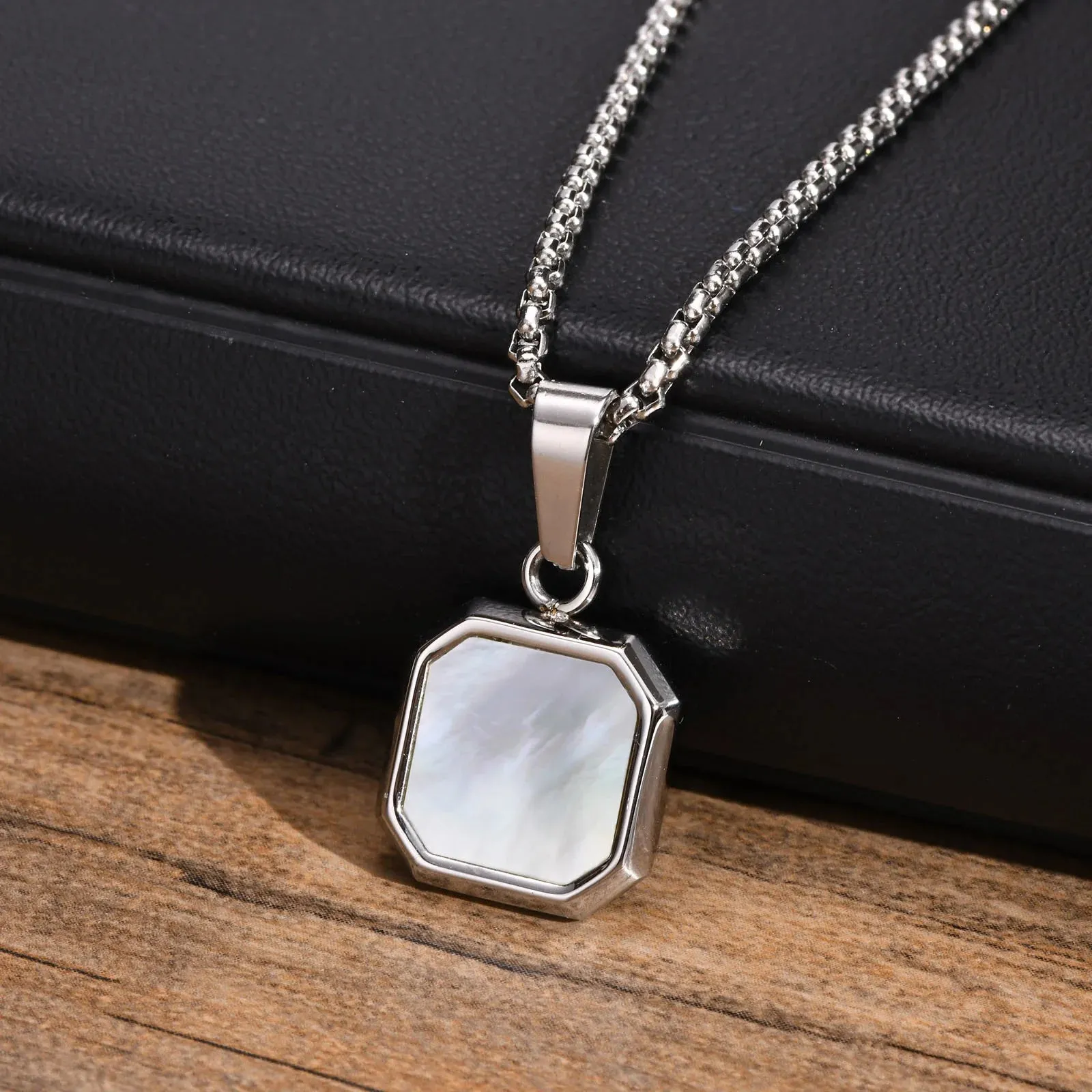 Men Stylish Geometric Square Stone Necklaces