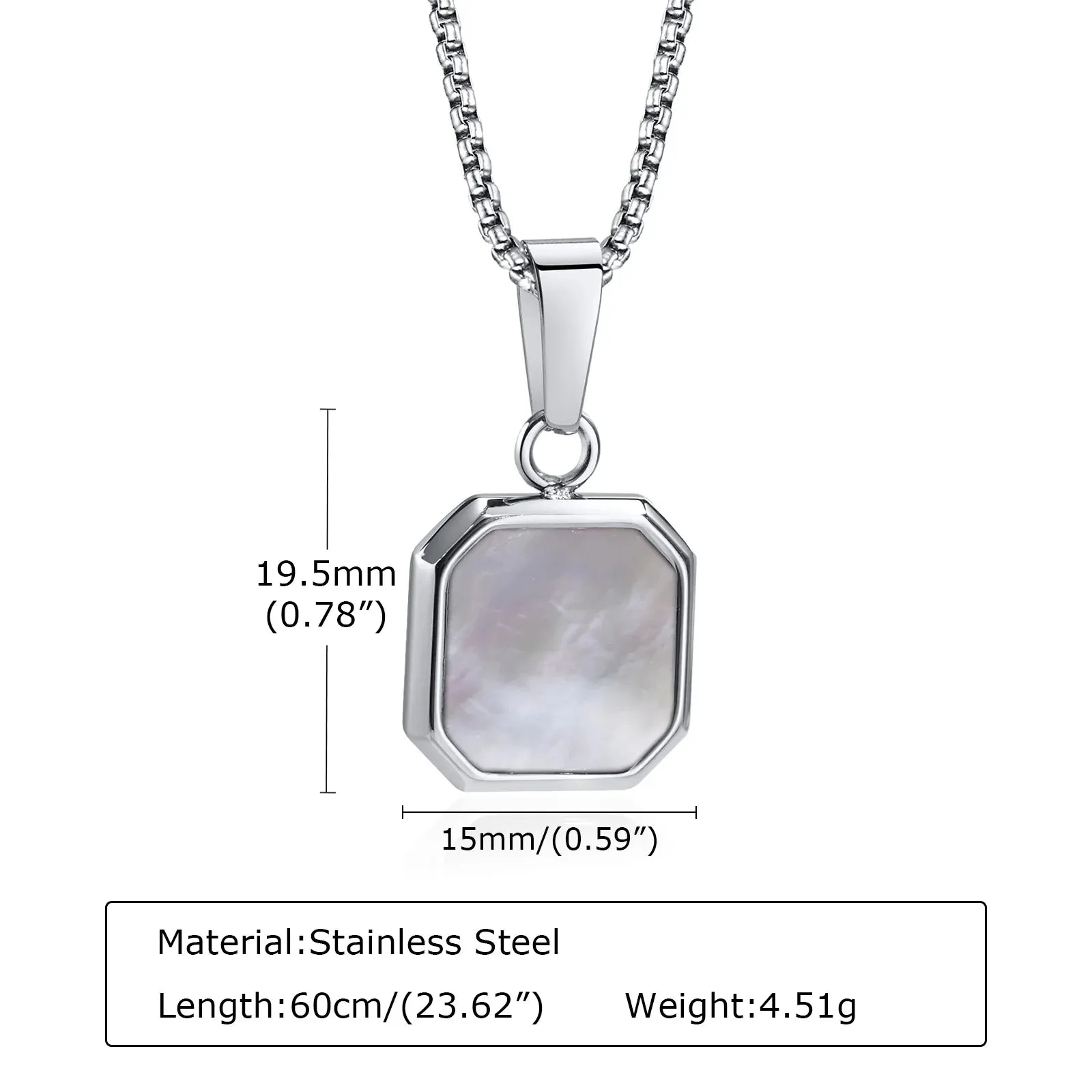 Men Stylish Geometric Square Stone Necklaces