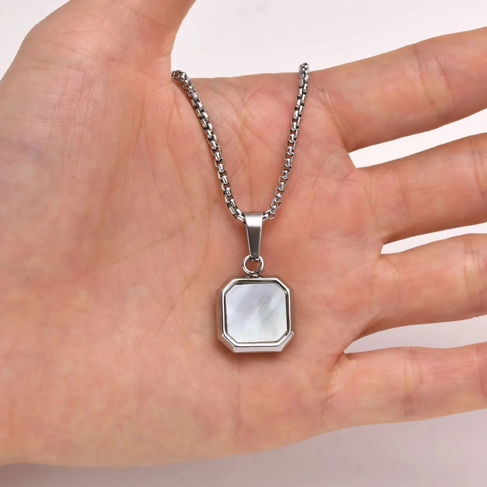 Men Stylish Geometric Square Stone Necklaces