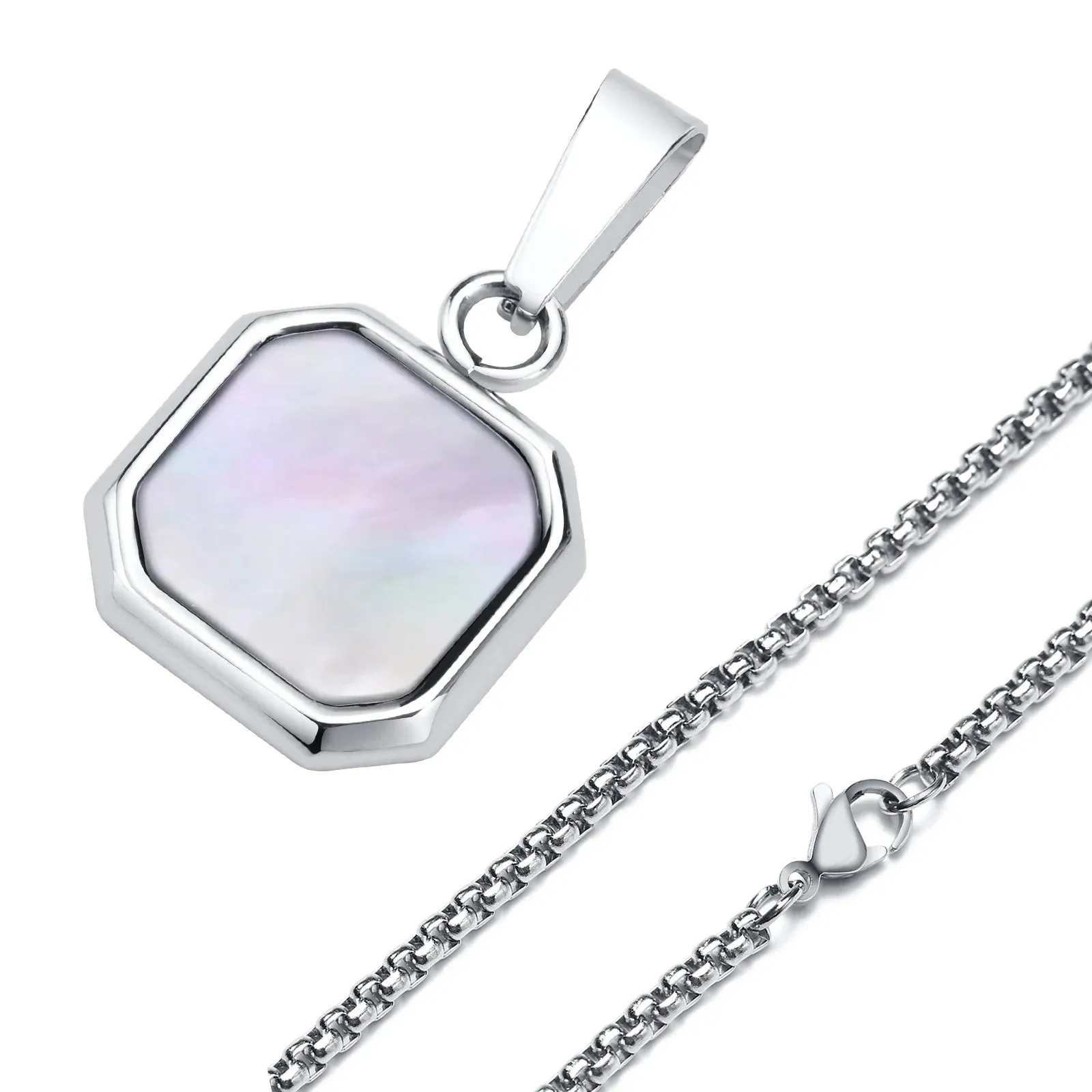Men Stylish Geometric Square Stone Necklaces