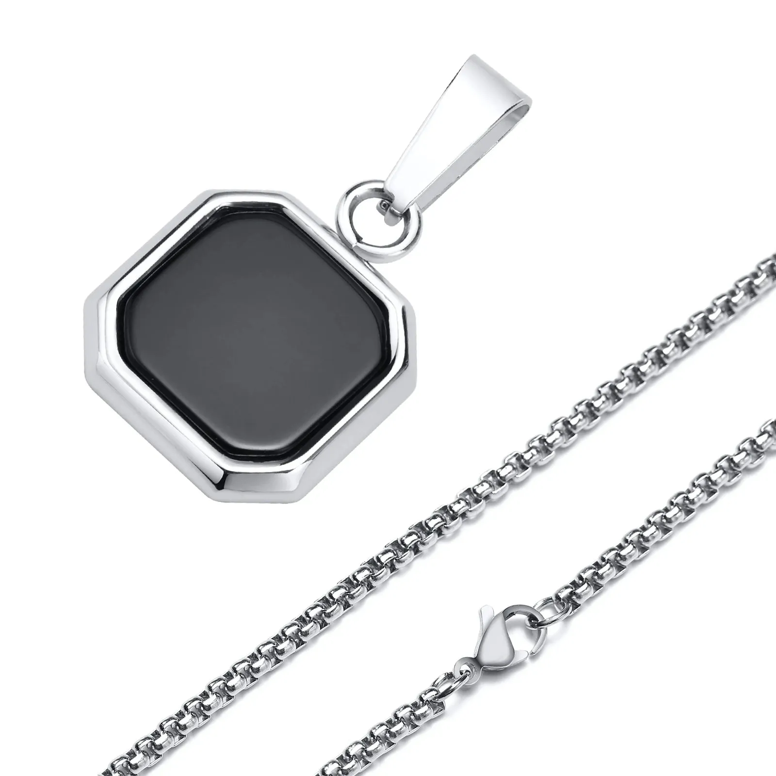 Men Stylish Geometric Square Stone Necklaces