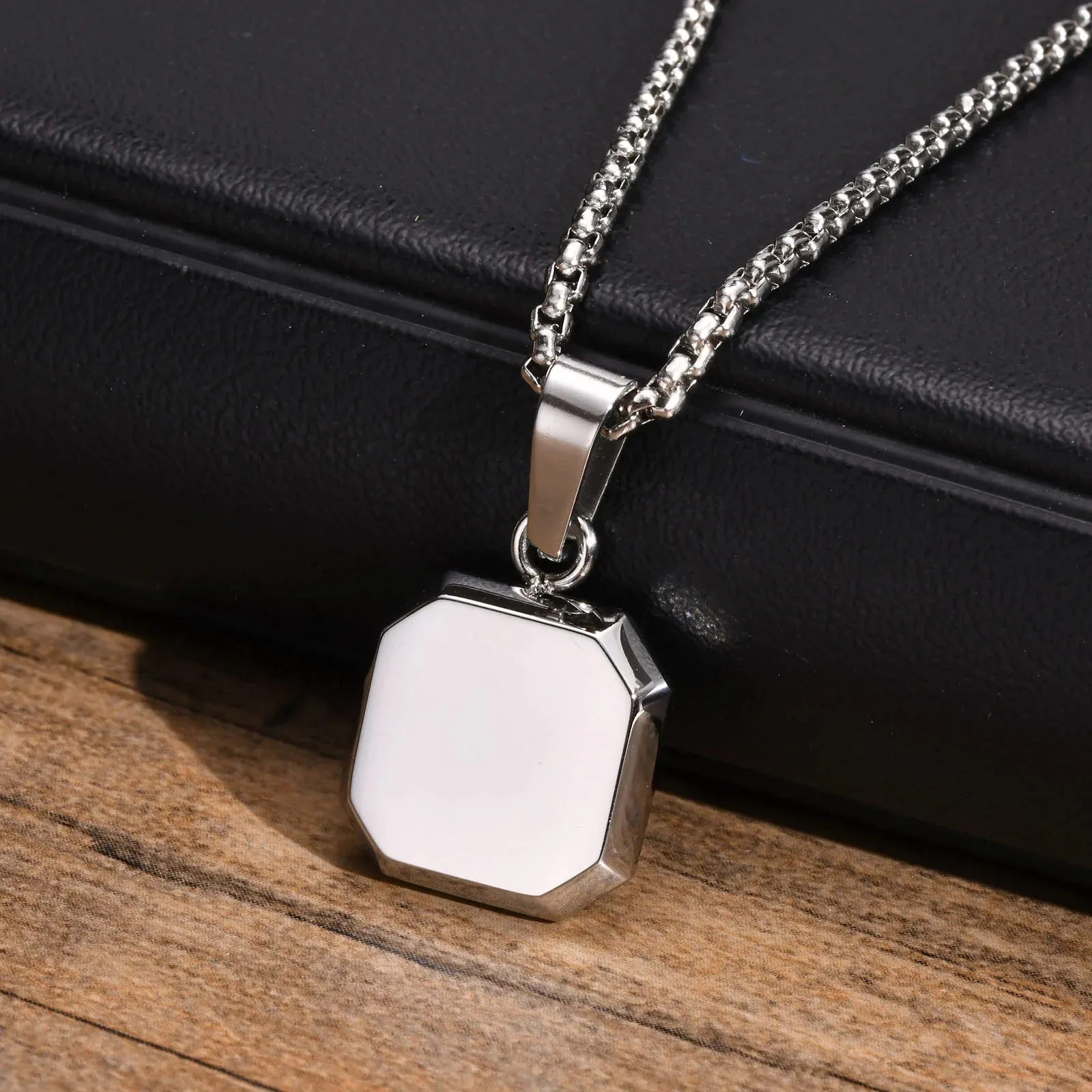 Men Stylish Geometric Square Stone Necklaces