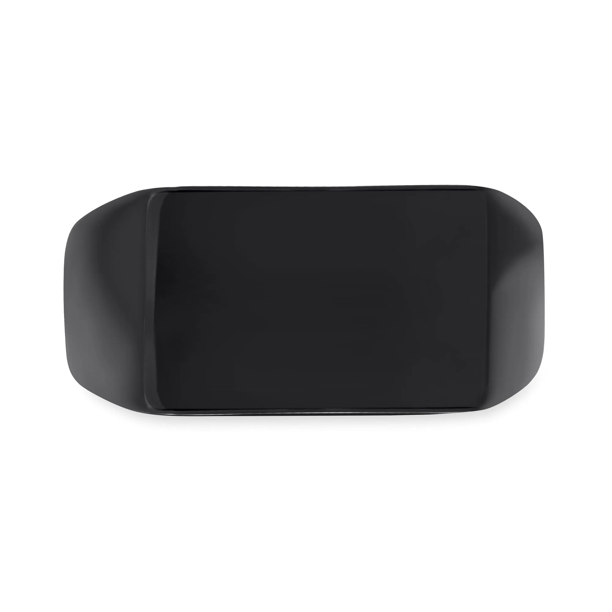 Mens Stainless Steel Monogram Initial Rectangle Black Signet Ring Polished Matte
