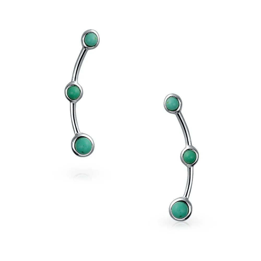 Minimalist 3 Gemstone Blue Turquoise Ear Cuff Cartilage Earrings in Sterling Silver