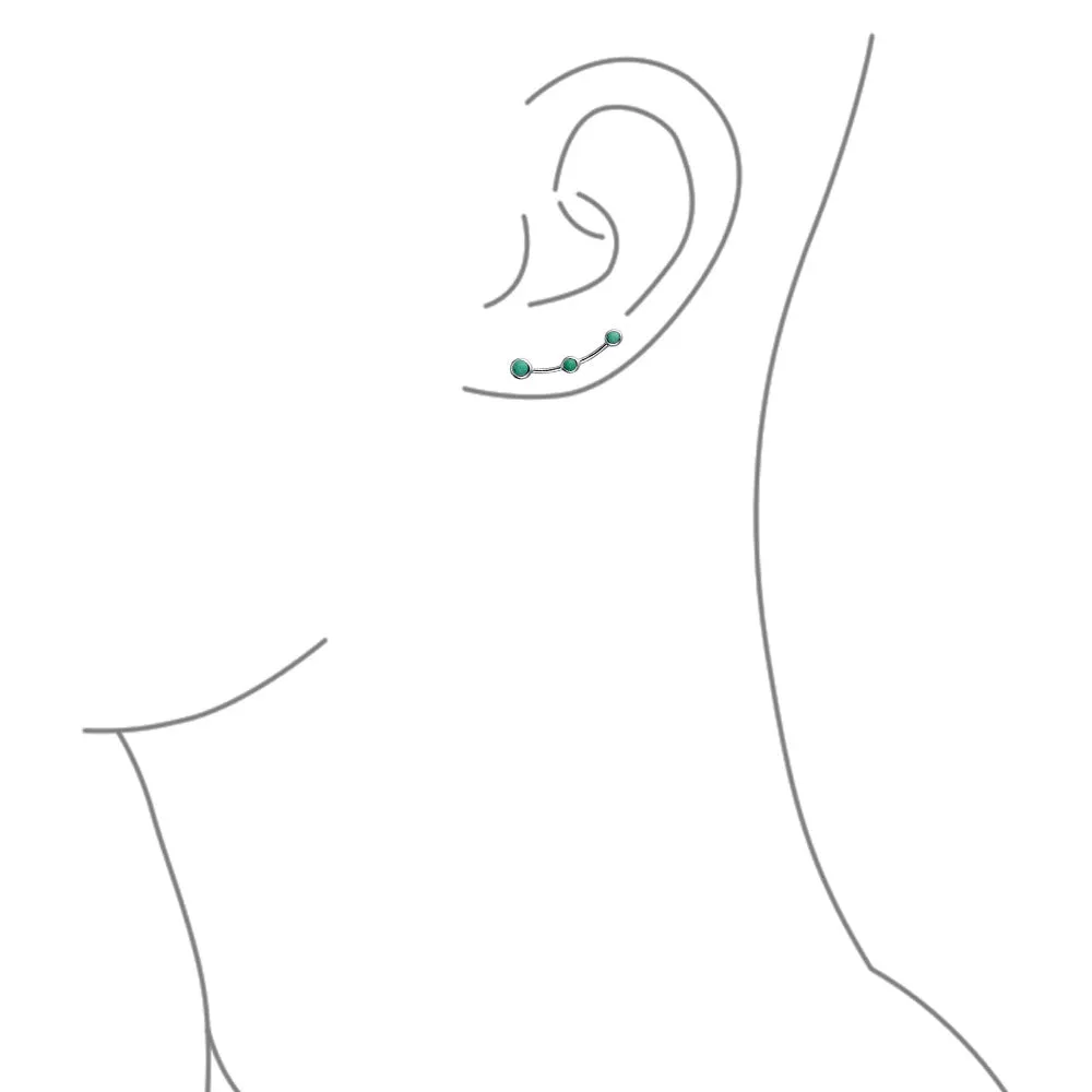 Minimalist 3 Gemstone Blue Turquoise Ear Cuff Cartilage Earrings in Sterling Silver