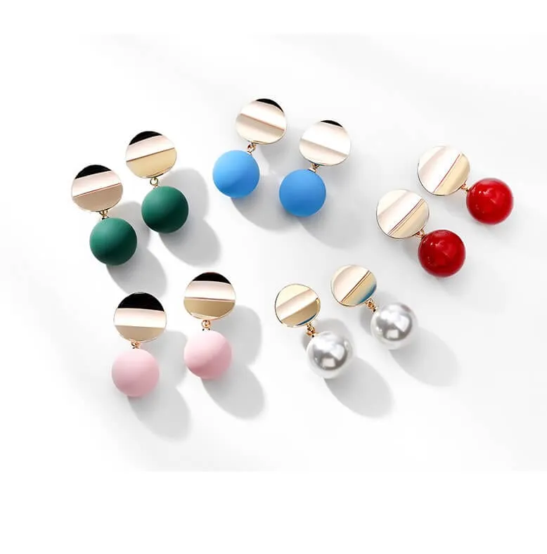 Mismatched Polished Candy Colored Pearl Stud Earrings