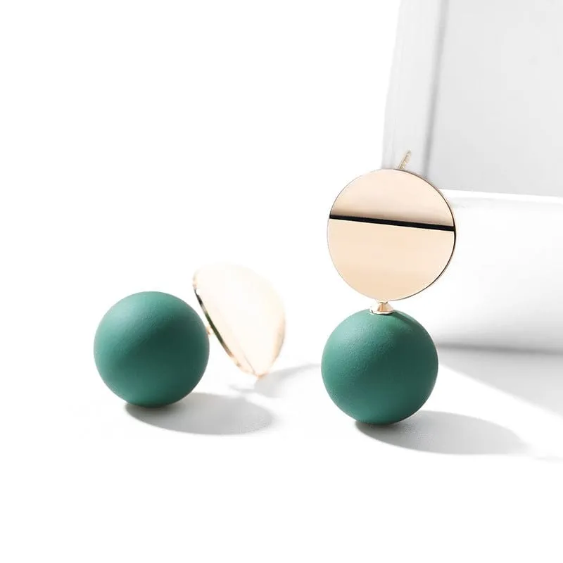 Mismatched Polished Candy Colored Pearl Stud Earrings