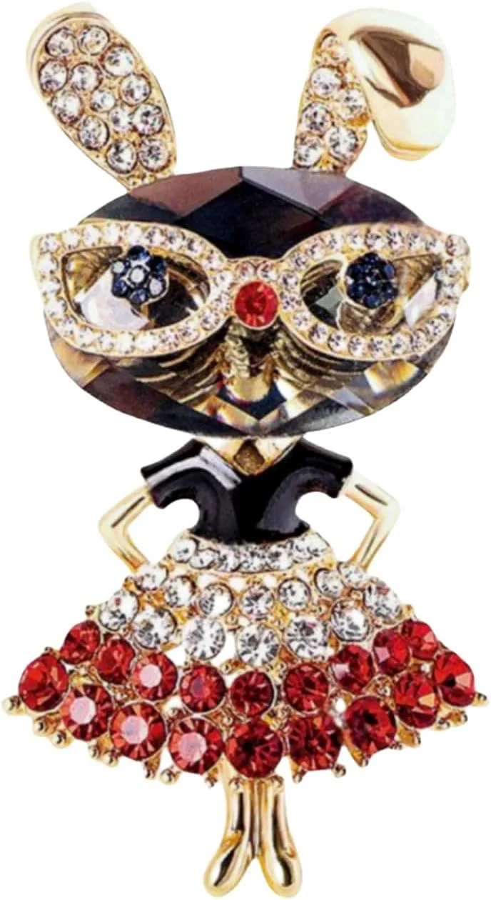 MLEPUS Cute Crystal Rabbit Animal Brooch Pin for Women Girls Fashion Rhinestone Vintage bunny Lapel Pin Costume Accessories Party Christmas Graduation Easter Jewelry Gift Souvenir