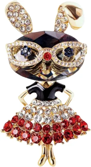 MLEPUS Cute Crystal Rabbit Animal Brooch Pin for Women Girls Fashion Rhinestone Vintage bunny Lapel Pin Costume Accessories Party Christmas Graduation Easter Jewelry Gift Souvenir
