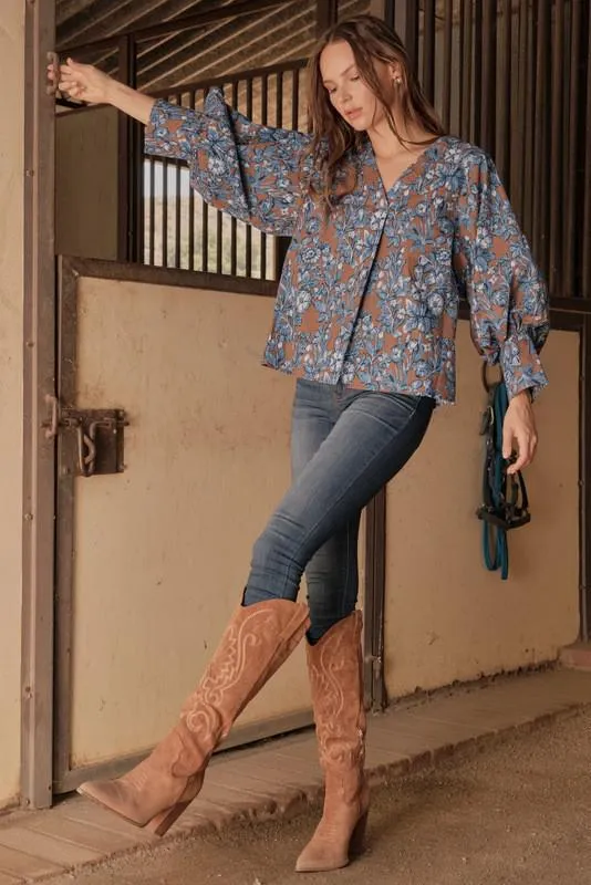 Mocha - Floral Print Top