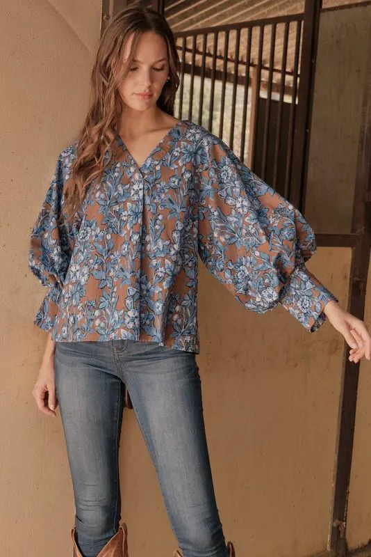 Mocha - Floral Print Top