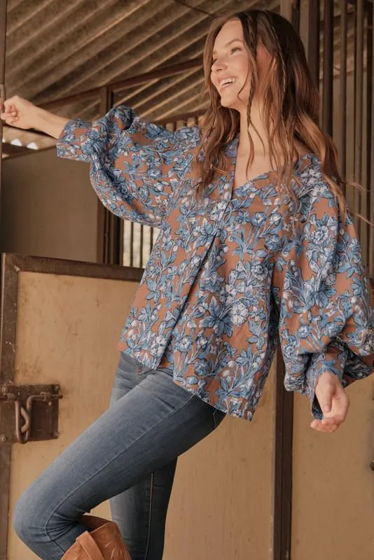 Mocha - Floral Print Top