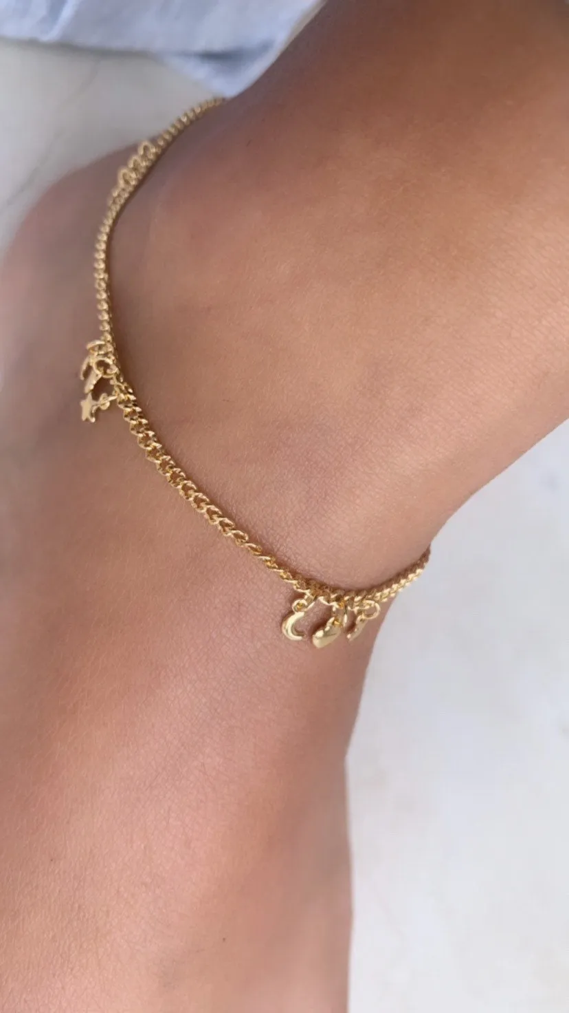 Moon Anklet Heart Anklet ,star Anklet , Dainty Anklet, Gold Ankle Bracelet, Chain Anklet, Anklet,Dainty Gold Anklet,Anklet Bracelet