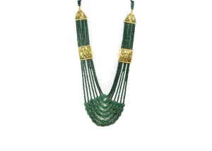 Multilayer Emerald Pearl Beaded Jadau Necklace