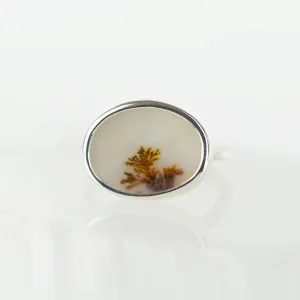 No. 124 - Silver Dendritic Agate Ring - Size R