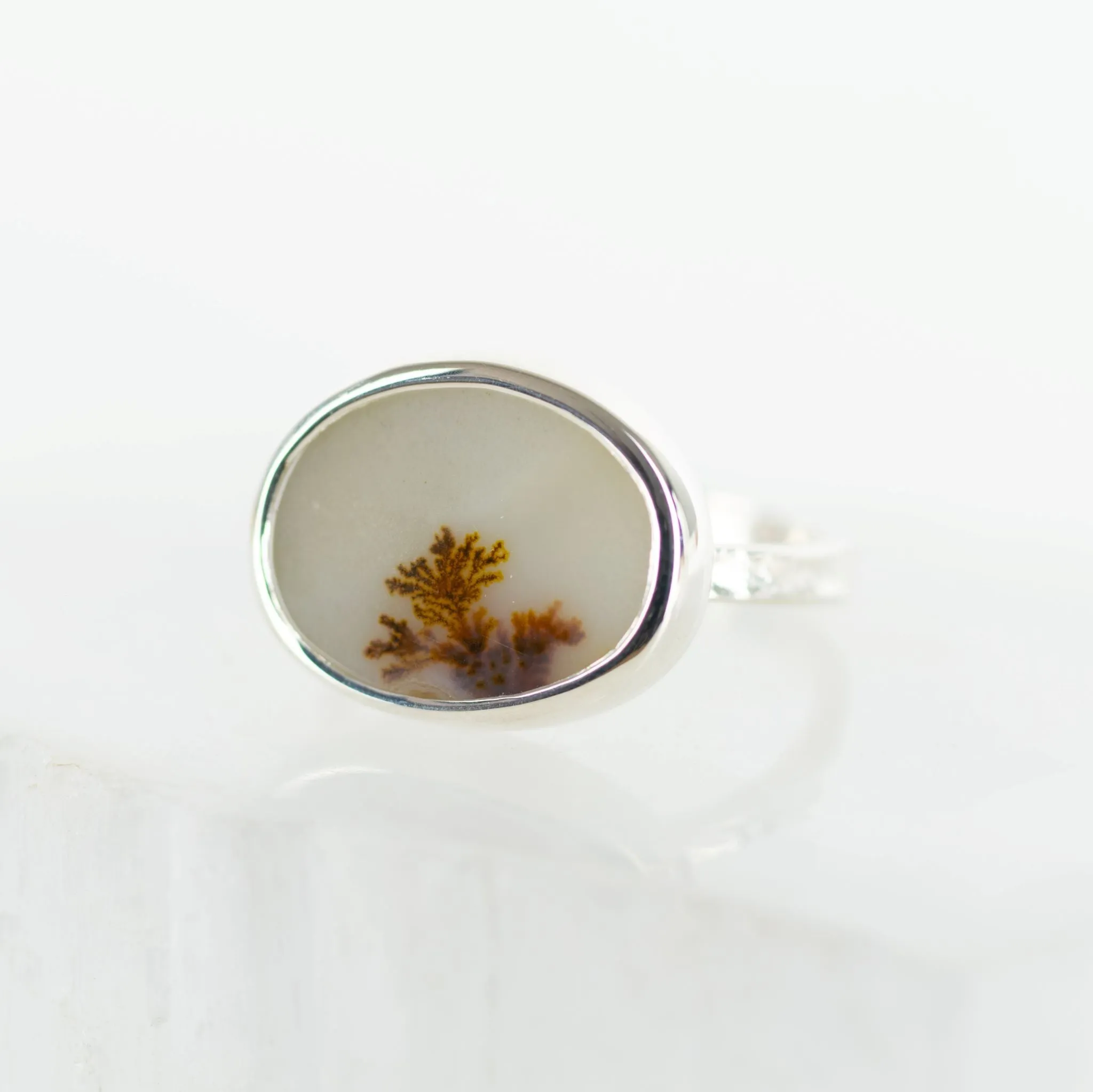 No. 124 - Silver Dendritic Agate Ring - Size R