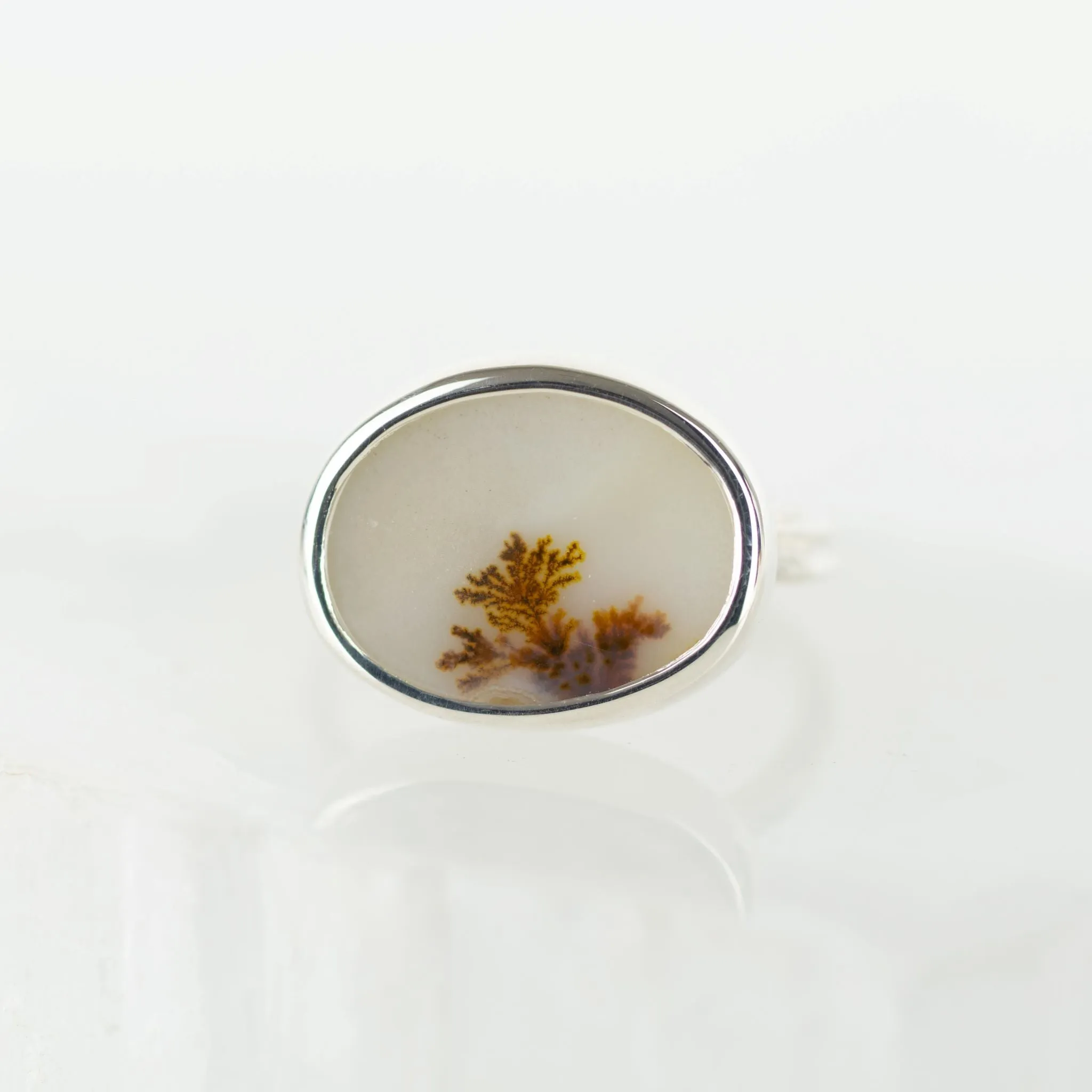 No. 124 - Silver Dendritic Agate Ring - Size R