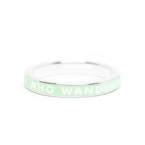 Not All Those Who Wander Are Lost Ring, Mint Enamel, Silver