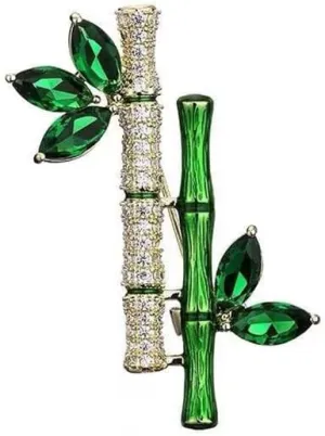 Novelty Crystal Bamboo Brooches Pins for Women Handmade Banquet Birthday Wedding Party Prom Costume Jewelry Gift