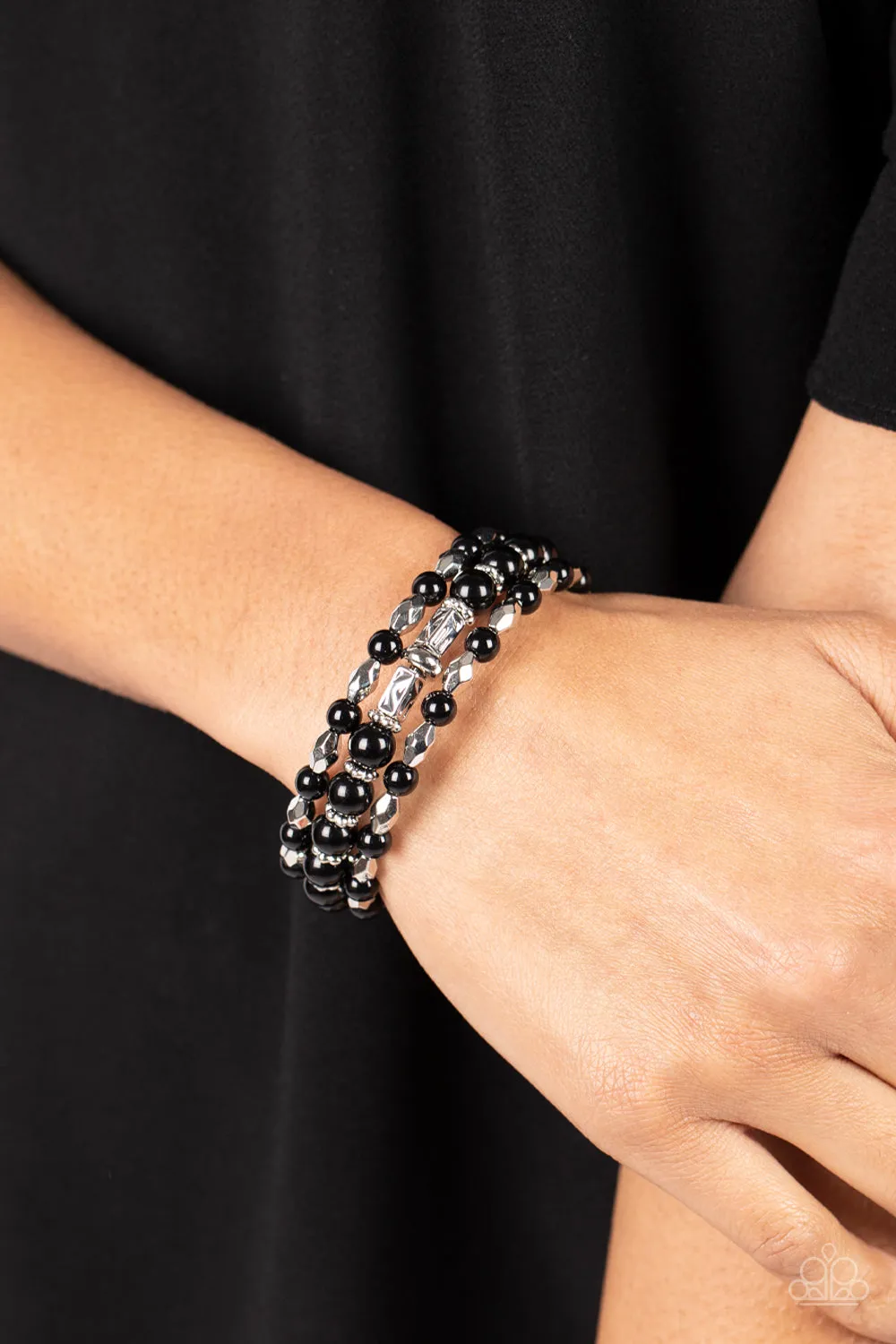 Paparazzi Colorfully Coiled Black Coil Wrap Bracelet - P9SE-BKXX-317XX
