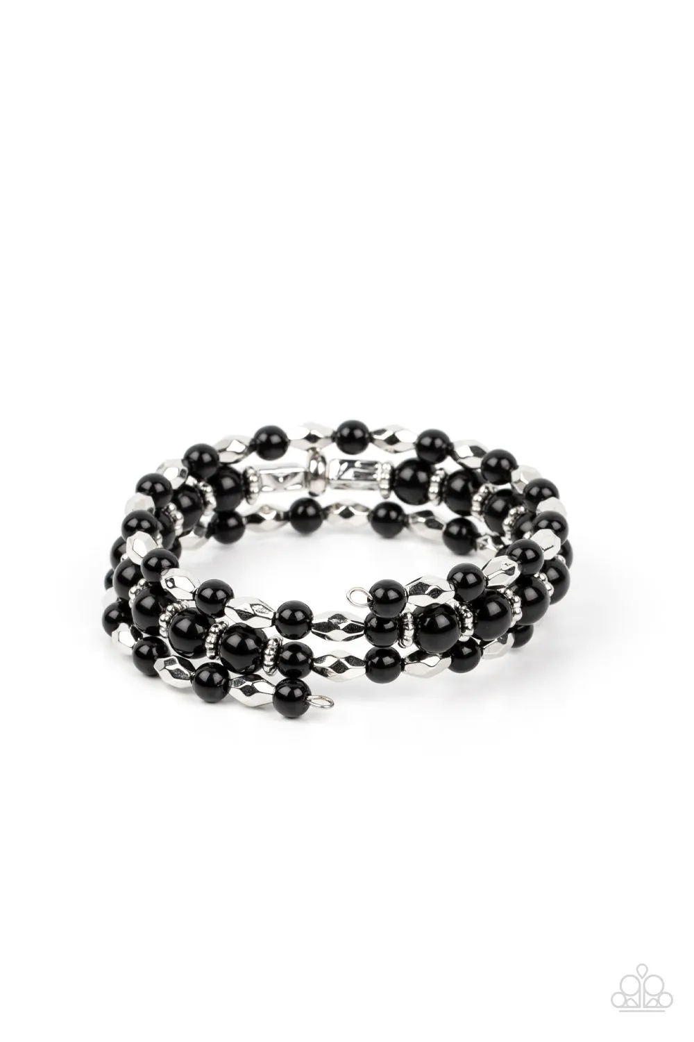 Paparazzi Colorfully Coiled Black Coil Wrap Bracelet - P9SE-BKXX-317XX